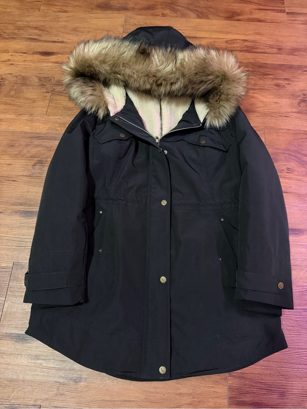 Koolaburra Black Parka with Faux-Fur Trim Hood